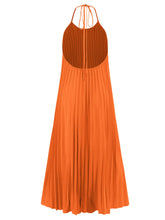 Load image into Gallery viewer, Pleated Halter Neck Sleeveless Dress
