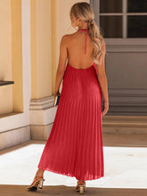 Load image into Gallery viewer, Pleated Halter Neck Sleeveless Dress