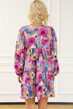 Load image into Gallery viewer, Printed Tie Neck Long Sleeve Mini Dress