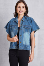 Load image into Gallery viewer, Pocketed Button Up Short Sleeve Denim Top