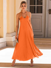 Load image into Gallery viewer, Pleated Halter Neck Sleeveless Dress