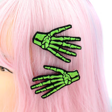 Load image into Gallery viewer, Skeleton Hand Hair Clips: White