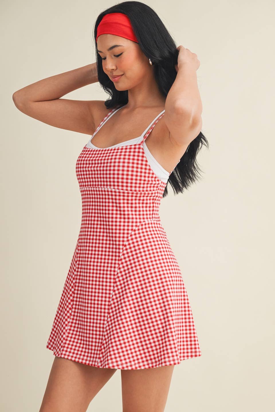 Gingham Print Double Layered Dress