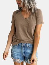 Load image into Gallery viewer, Pocketed V-Neck Short Sleeve T-Shirt