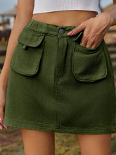 Load image into Gallery viewer, Pocketed Elastic Waist Denim Skirt