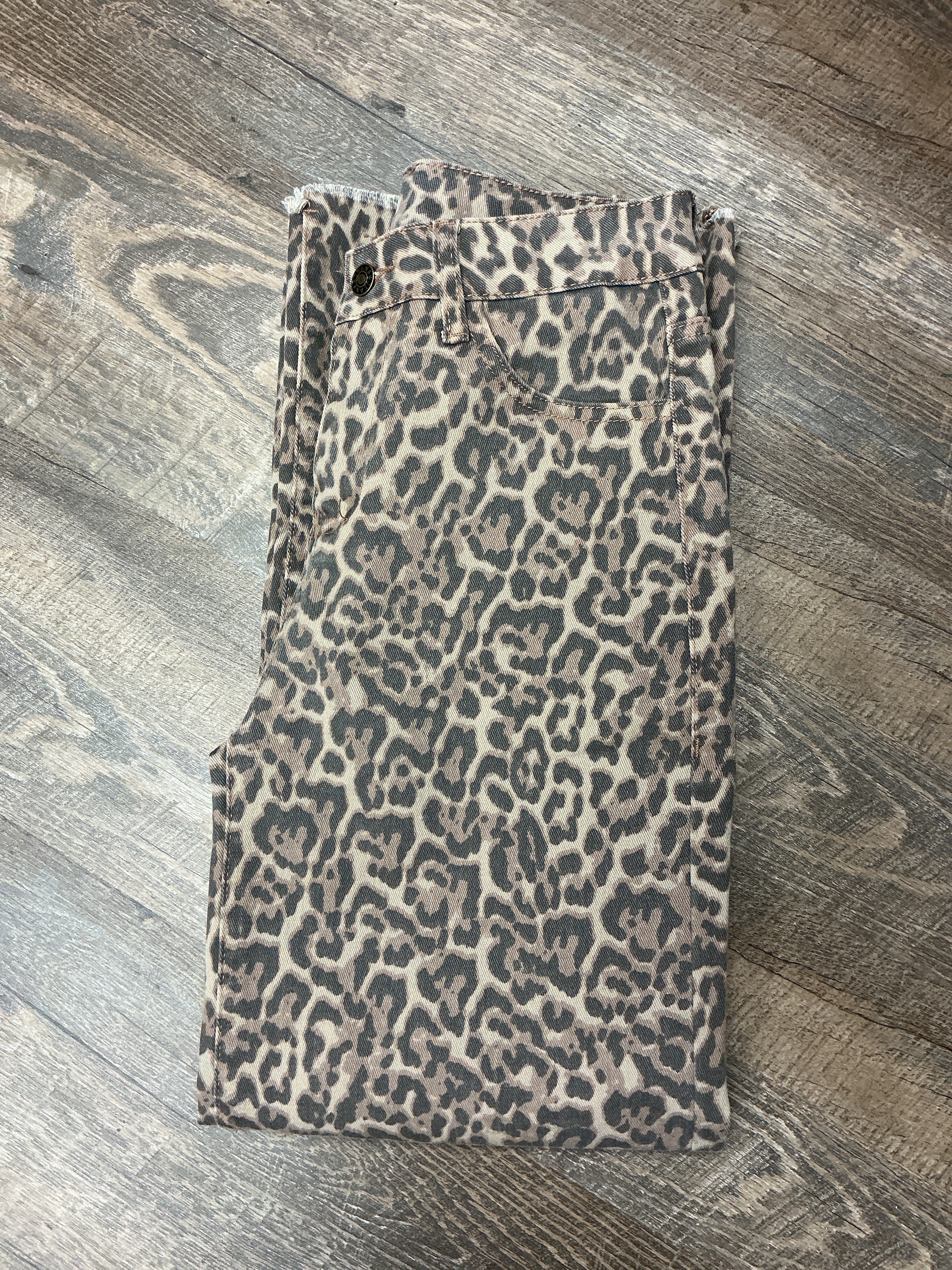 Denim Wide Leg Jeans - Animal Print