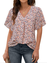 Load image into Gallery viewer, Printed V-Neck Slit Half Sleeve Blouse