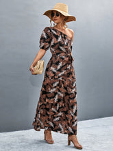 Load image into Gallery viewer, Printed Tie Waist One Shoulder Maxi Dress
