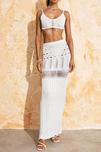 Load image into Gallery viewer, Openwork Scoop Neck Spaghetti Strap Swimsuit Cover-Up Set