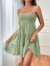 Load image into Gallery viewer, Smocked Tiered Sleeveless Mini Dress