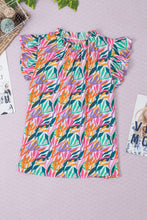 Load image into Gallery viewer, Printed Round Neck Cap Sleeve Blouse