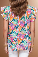 Load image into Gallery viewer, Printed Round Neck Cap Sleeve Blouse