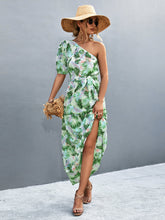 Load image into Gallery viewer, Printed Tie Waist One Shoulder Maxi Dress