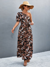 Load image into Gallery viewer, Printed Tie Waist One Shoulder Maxi Dress