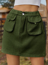 Load image into Gallery viewer, Pocketed Elastic Waist Denim Skirt
