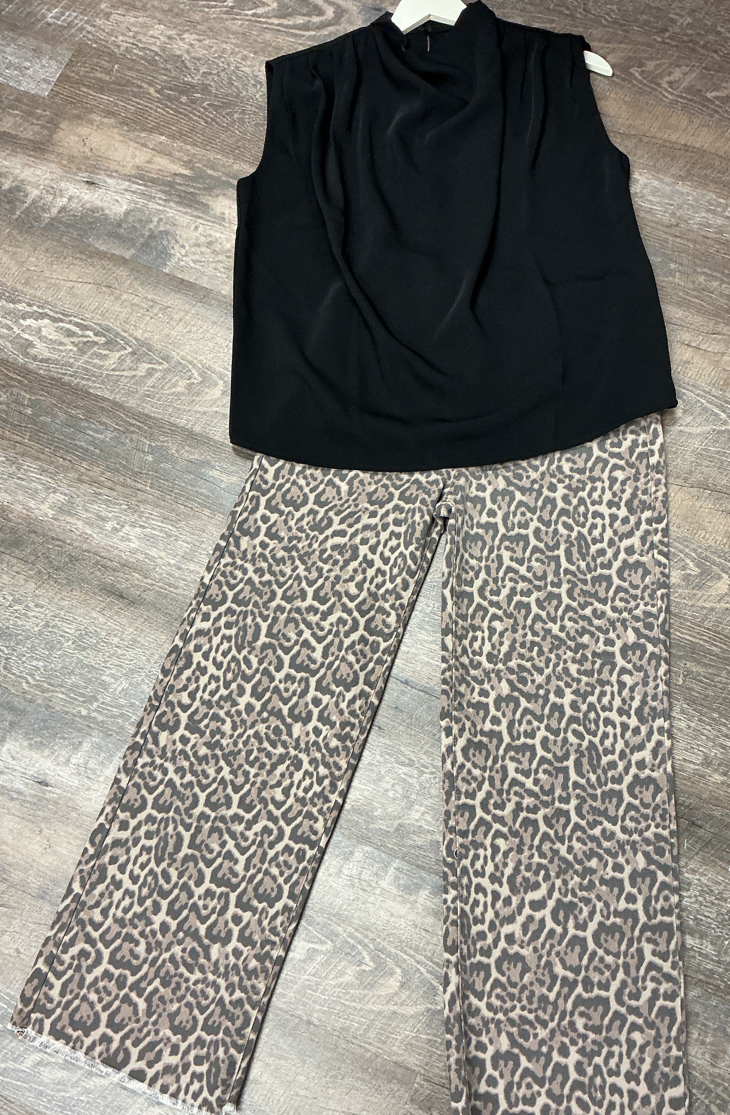 Denim Wide Leg Jeans - Animal Print
