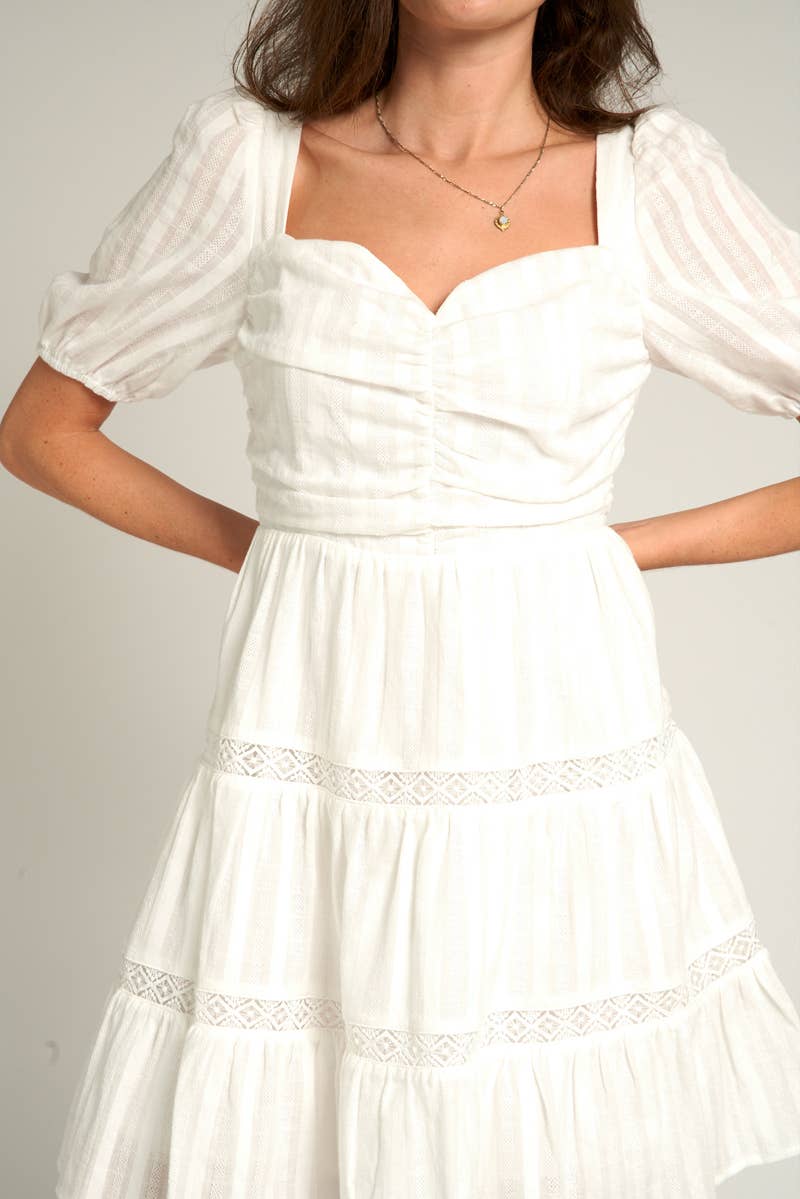 Puff Sleeve Sweetheart Neckline Mini Dress/ Rush
