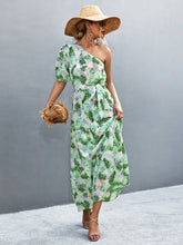 Load image into Gallery viewer, Printed Tie Waist One Shoulder Maxi Dress