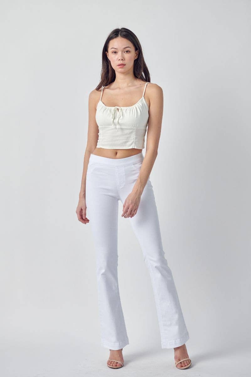 *SALE* White Mid Rise Pull On Flare Jegging