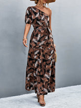 Load image into Gallery viewer, Printed Tie Waist One Shoulder Maxi Dress