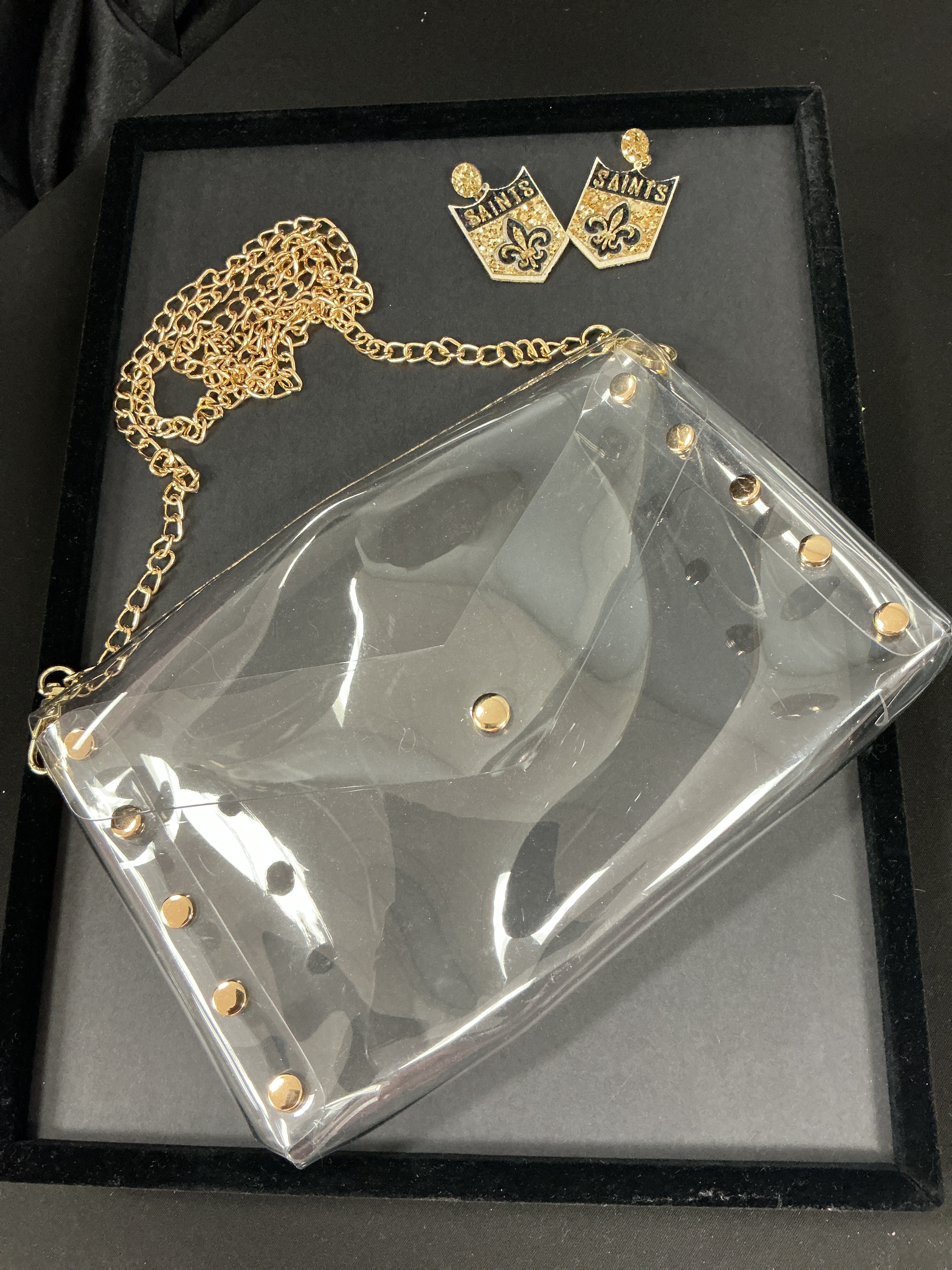Envelope Clear Crossbody Clear/Gold - Game Day
