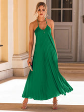 Load image into Gallery viewer, Pleated Halter Neck Sleeveless Dress