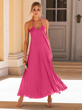 Load image into Gallery viewer, Pleated Halter Neck Sleeveless Dress