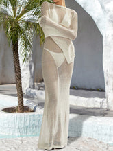 Load image into Gallery viewer, Openwork Backless Flare Sleeve Cover-Up Dress