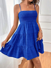 Load image into Gallery viewer, Smocked Tiered Sleeveless Mini Dress