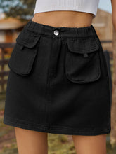 Load image into Gallery viewer, Pocketed Elastic Waist Denim Skirt