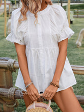 Load image into Gallery viewer, Peplum Round Neck Flounce Sleeve Blouse