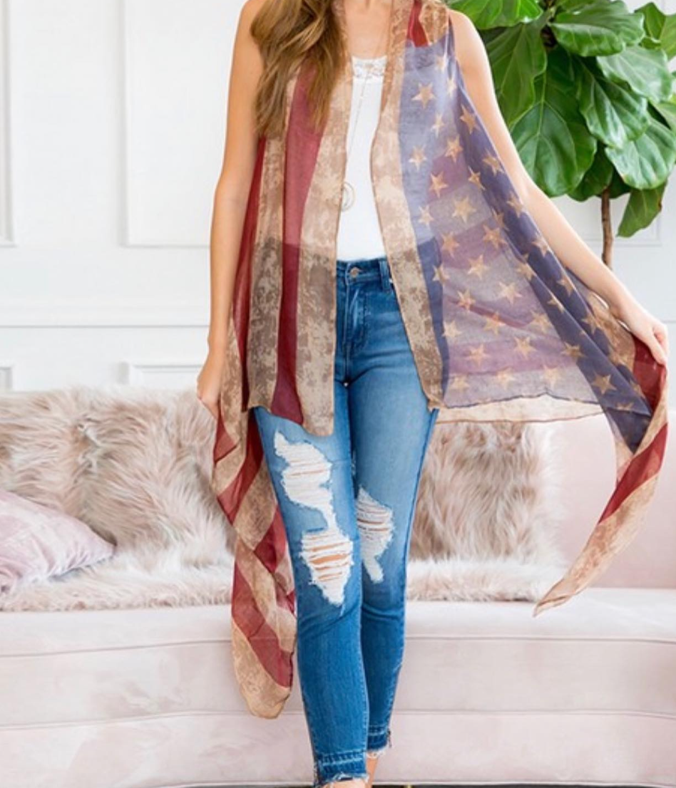Vintage American Flag Kimono