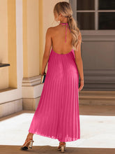 Load image into Gallery viewer, Pleated Halter Neck Sleeveless Dress