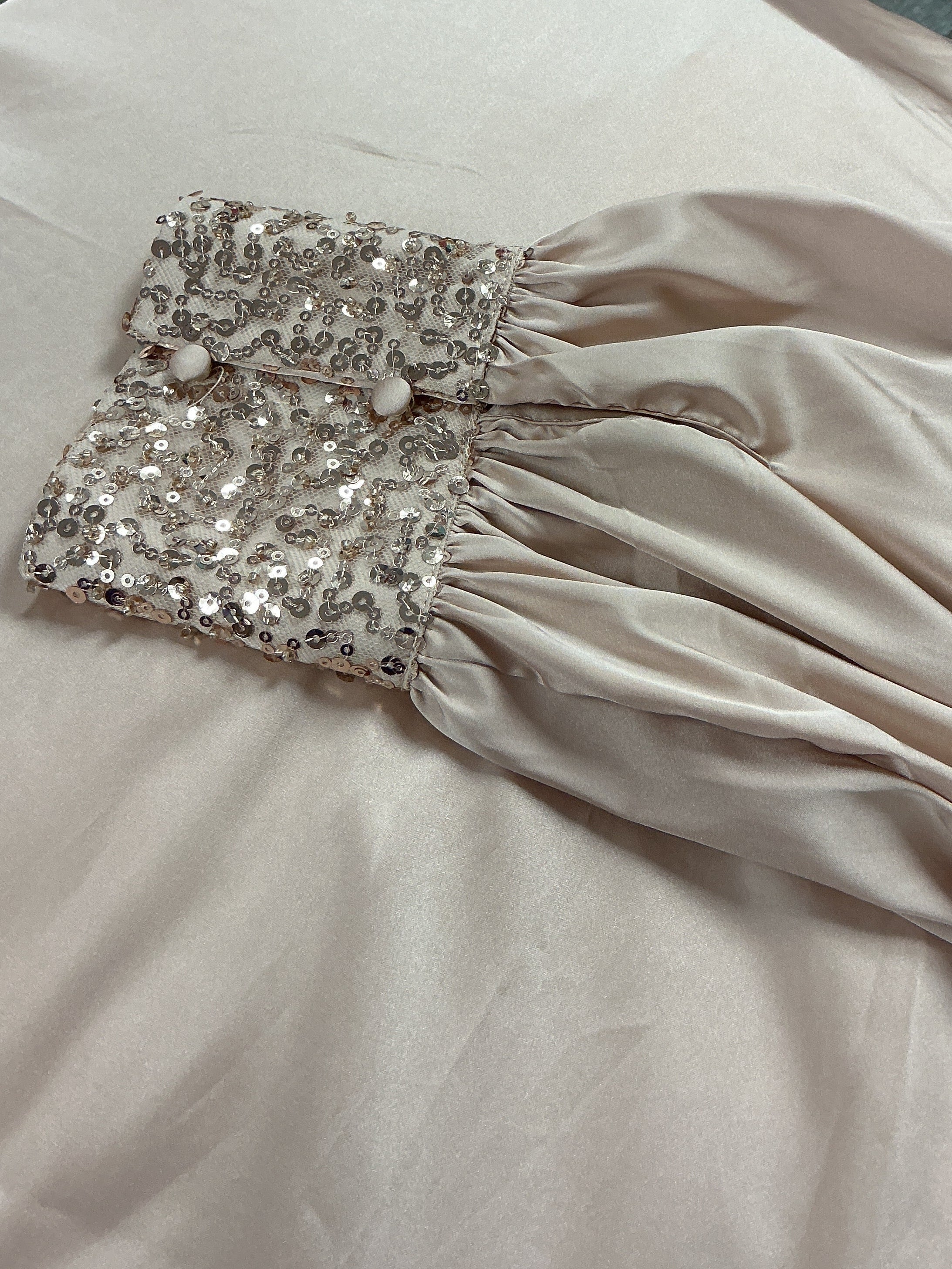 Ladies Sequin Cuff detail Satin Blouse