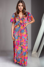 Load image into Gallery viewer, Printed Surplice Short Sleeve Maxi Dress