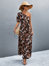 Load image into Gallery viewer, Printed Tie Waist One Shoulder Maxi Dress