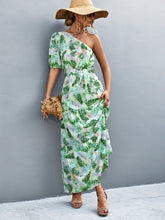 Load image into Gallery viewer, Printed Tie Waist One Shoulder Maxi Dress