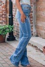 Load image into Gallery viewer, Pearl Trim High Waist Bootcut Jeans