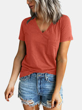 Load image into Gallery viewer, Pocketed V-Neck Short Sleeve T-Shirt