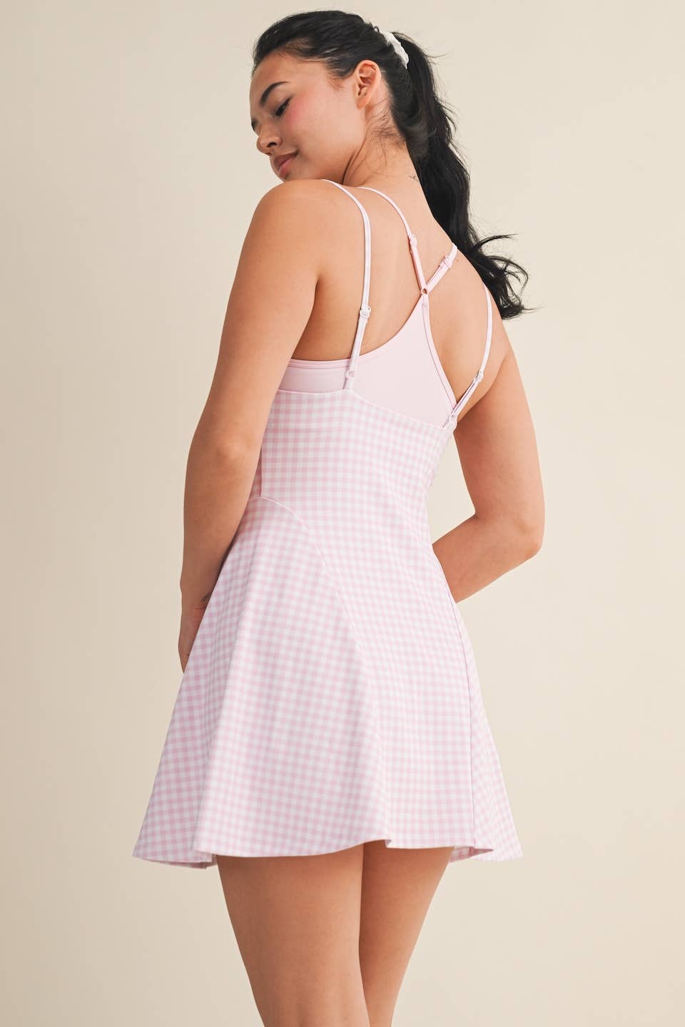 Gingham Print Double Layered Dress