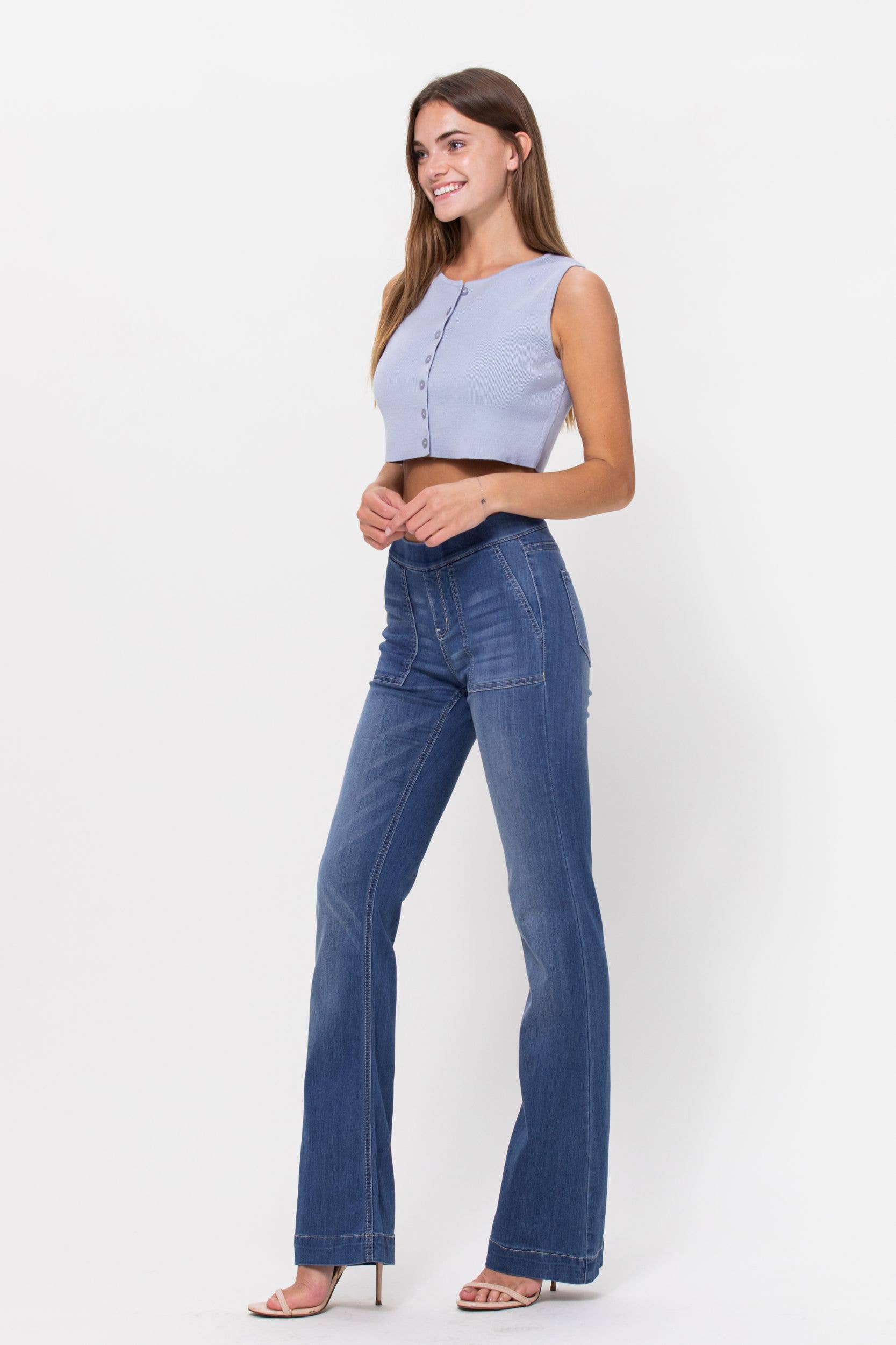 *SALE* Cello Mid Rise Flare Pull On with Pockets