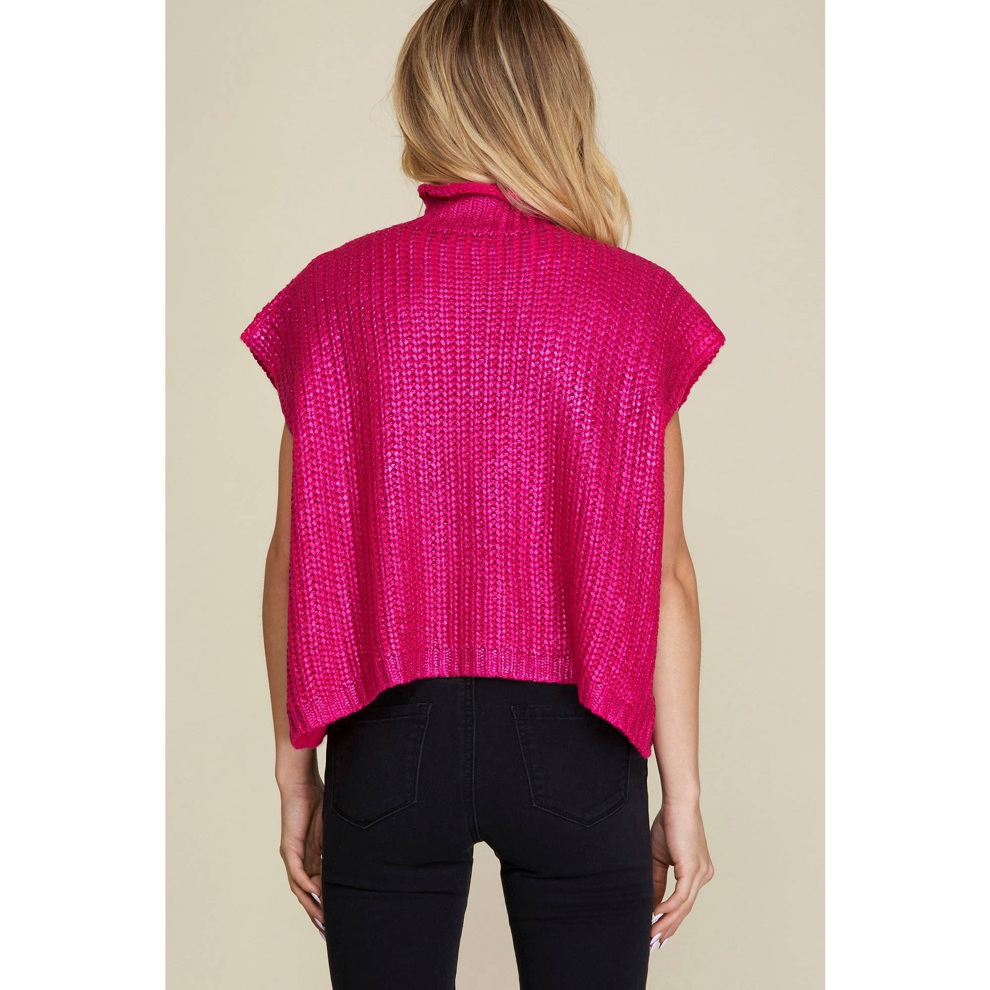 *SALE* Metallic Foil Short Sleeve Sweater Top