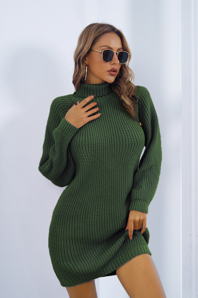 Buttoned Turtleneck Long Sleeve Sweater Dress – Carly & Company LLC