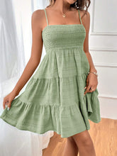 Load image into Gallery viewer, Smocked Tiered Sleeveless Mini Dress