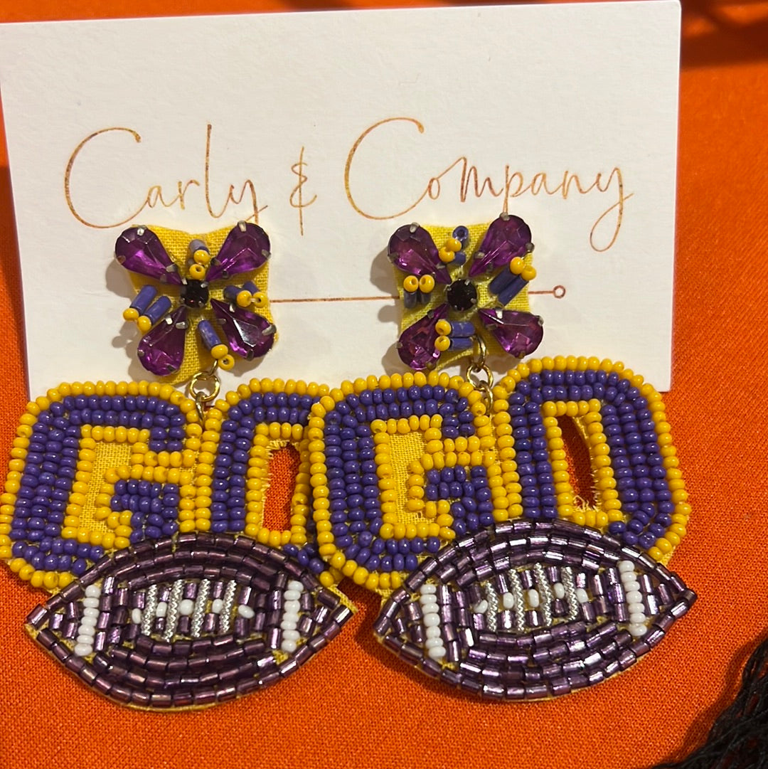 Gameday purple and gold GO EARRINGS