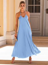 Load image into Gallery viewer, Pleated Halter Neck Sleeveless Dress
