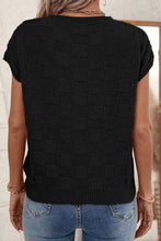 Load image into Gallery viewer, Pocketed Checkered Round Neck Knit Top