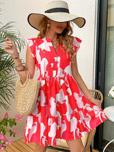 Load image into Gallery viewer, Printed Notched Cap Sleeve Dress