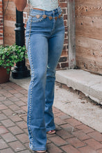 Load image into Gallery viewer, Pearl Trim High Waist Bootcut Jeans