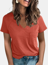 Load image into Gallery viewer, Pocketed V-Neck Short Sleeve T-Shirt